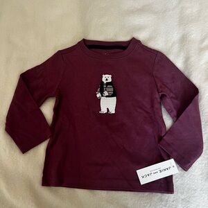 Janie and Jack Maroon Bear Long Sleeve Tee